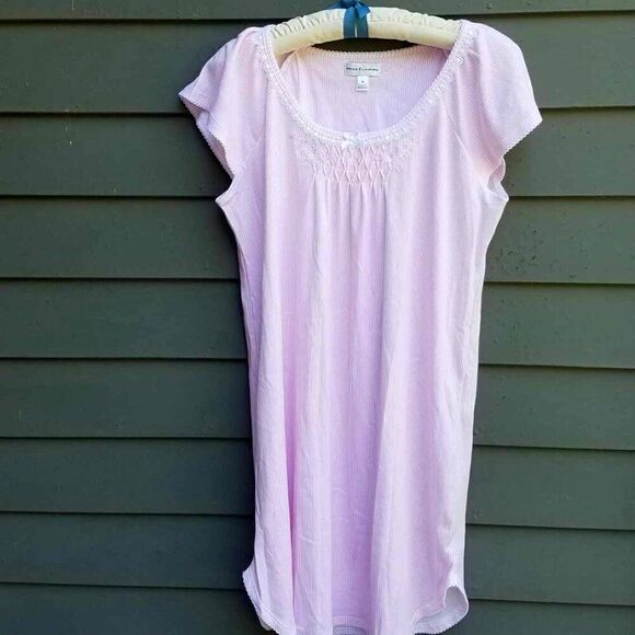 NWOT Miss Elaine Pink White Stripe Nightgown size Medium - Picture 1 of 12